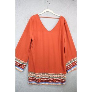 Pink Owl Long Bell Sleeve Southwestern Dress-Size Medium-No Belt